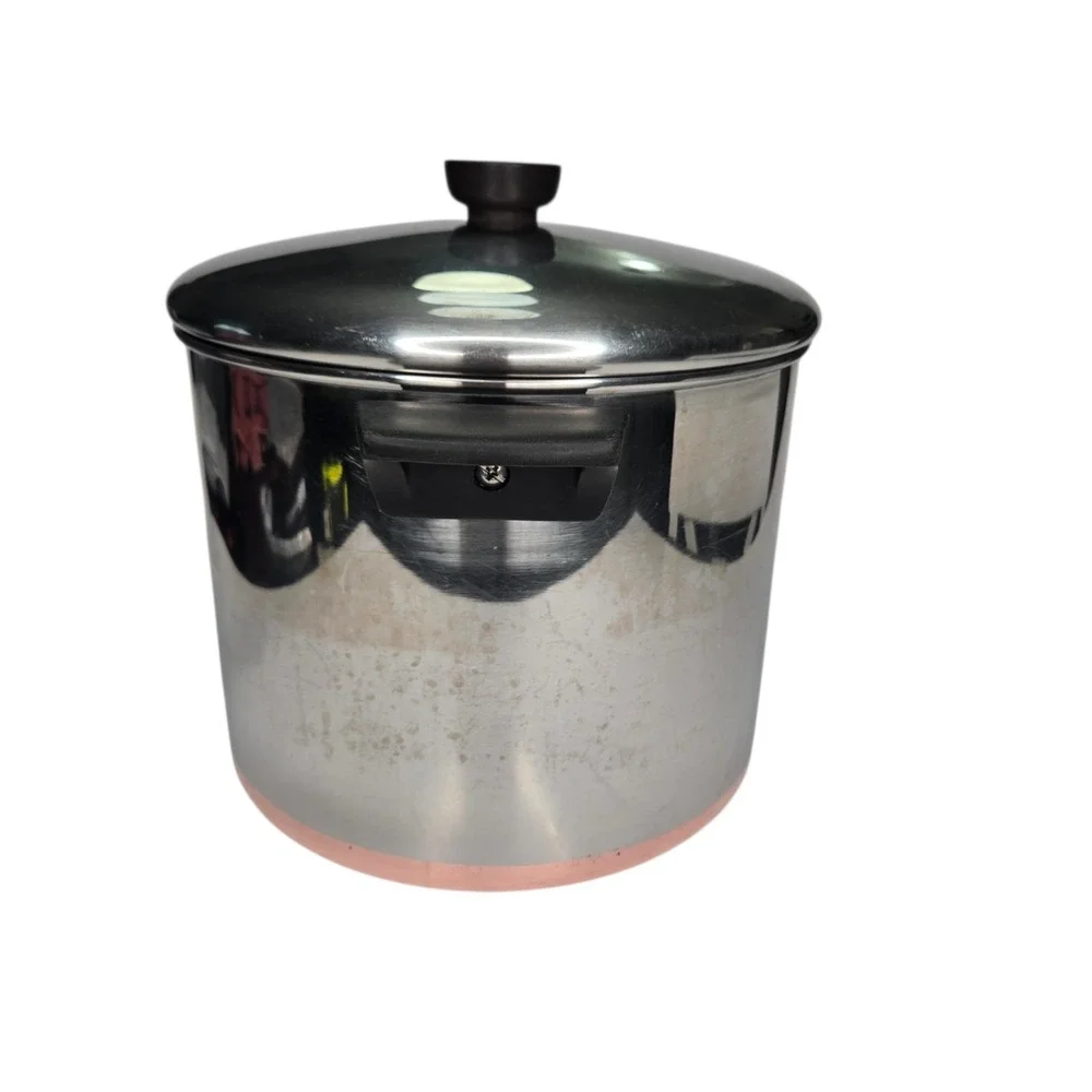 Revere Ware 8 Qt Stock Pot Copper Bottom w/Lid 86 Rome NY USA Stainless Steel